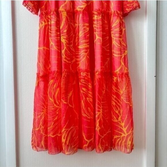 Marchesa Notte Printed Ruffled Tiered Tulle Midi Dress - Picture 7 of 10